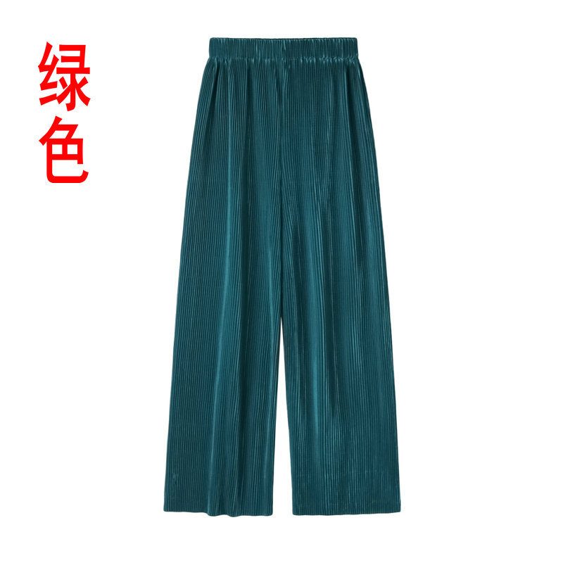 Candy Color Pleated Cool Wide Leg Trousers Female Summer High Waist ...