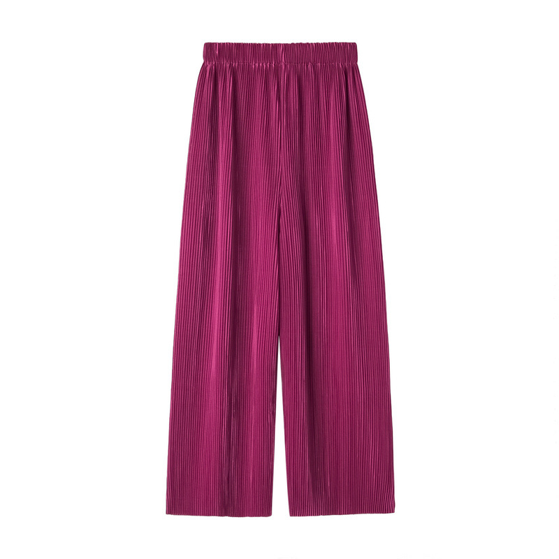 Candy Color Pleated Cool Wide Leg Trousers Female Summer High Waist ...