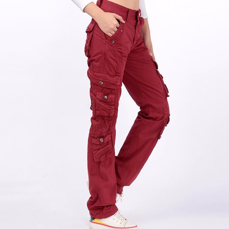 Denim Pantalon Femmes 2019 Spring Men/Womens Army Red Multi-Pocket ...