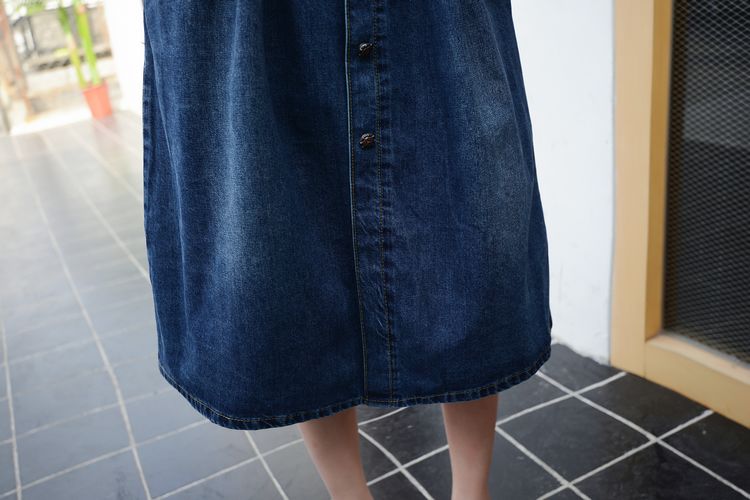 2019 High Waist Cotton Denim Women Long Skirt Lace-Up Waist Oversize ...