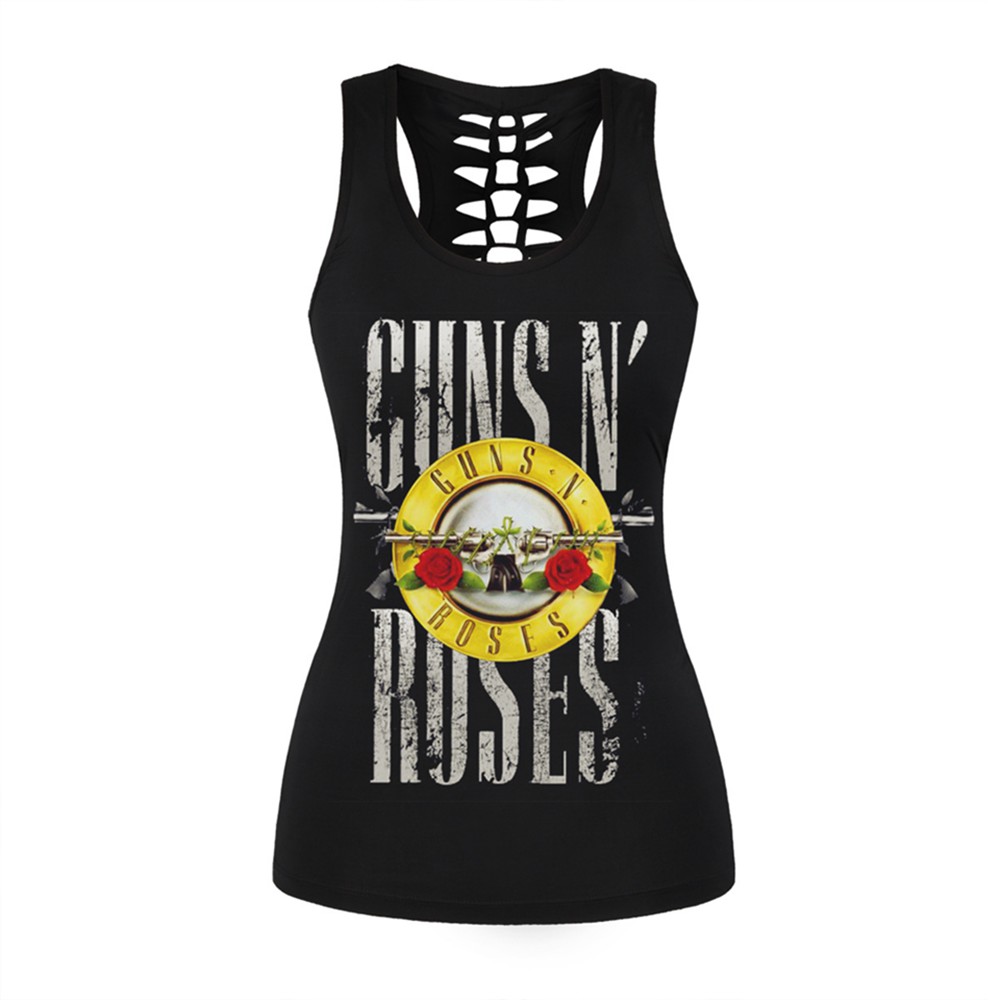 Rock Style Women Skintight Tank Top 3D Wing Heart Printing Vest Bon ...