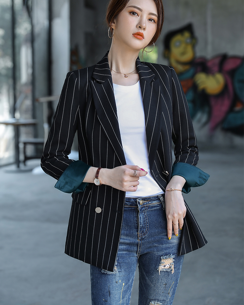 Bouble Breasted Solid Women Blazer With Pockets Female Coat Fashion ...